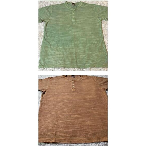 Weekendz off Men's bundle 2 short sleeve novelty golden honey and green henley t - Picture 1 of 8